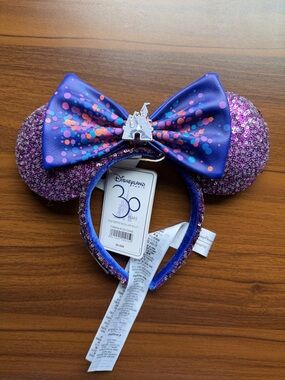 Loungefly Purple Glitter Disneyland Paris 30th Anniversary Minnie Ears Headband